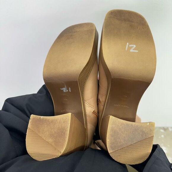 Steve Madden Fanatik Women’s Tan Leather Chunky Stacked Block Heel Below the Kne - Picture 13 of 14